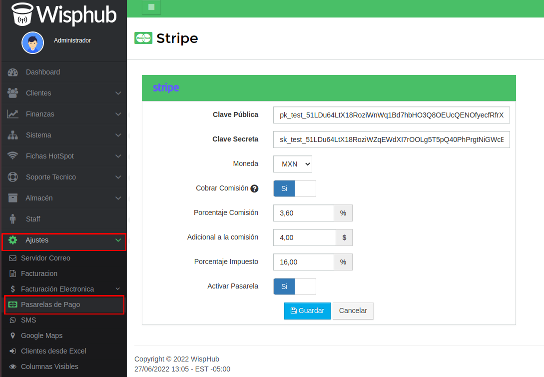 Stripe Wisphub Net