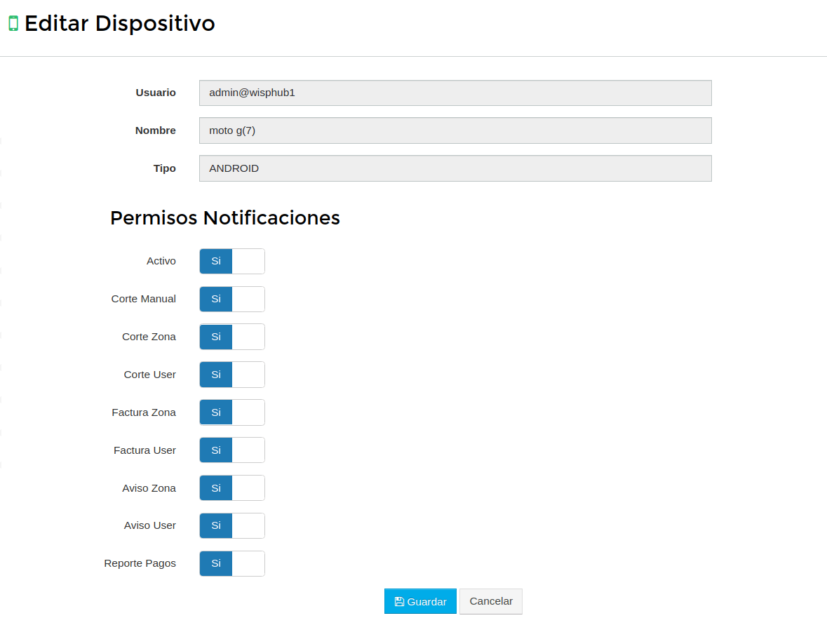 Configuracion Notificaciones Wisphub Net