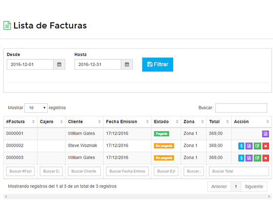 Wisphub: Lista de facturas