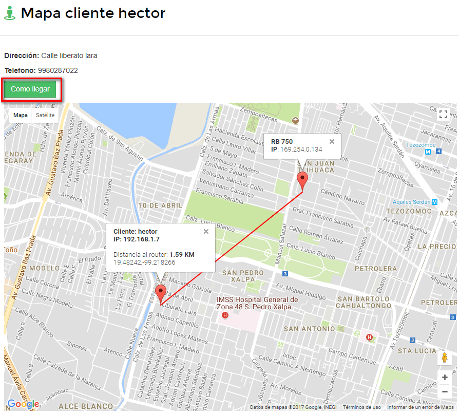 Como llegar - mapa del cliente - WispHub.net