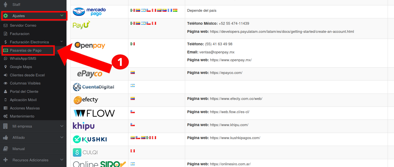 Configuración de Onepay en Wisphub 1