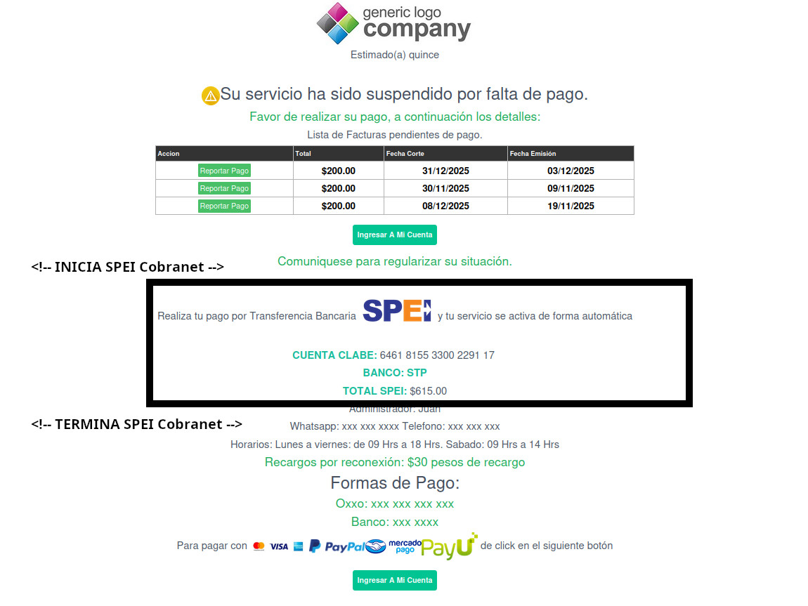 Plantilla Aviso Corte - agregar datos SPEI CoDi